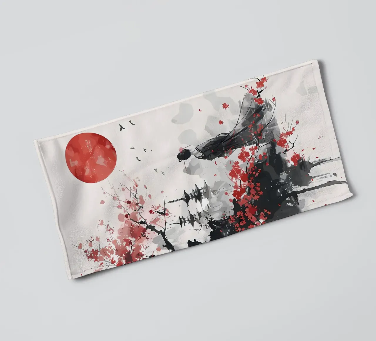 fiori di ciliegio tempio giapponese donna in kimono asciugamano da bagno da Janine P McGuire