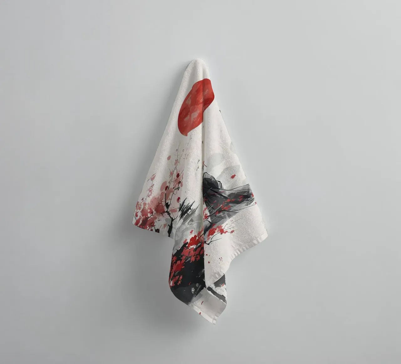 fiori di ciliegio tempio giapponese donna in kimono asciugamano da bagno da Janine P McGuire