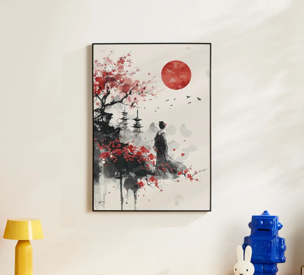 fiori di ciliegio tempio giapponese donna in kimono alluminio dibond da Janine P McGuire