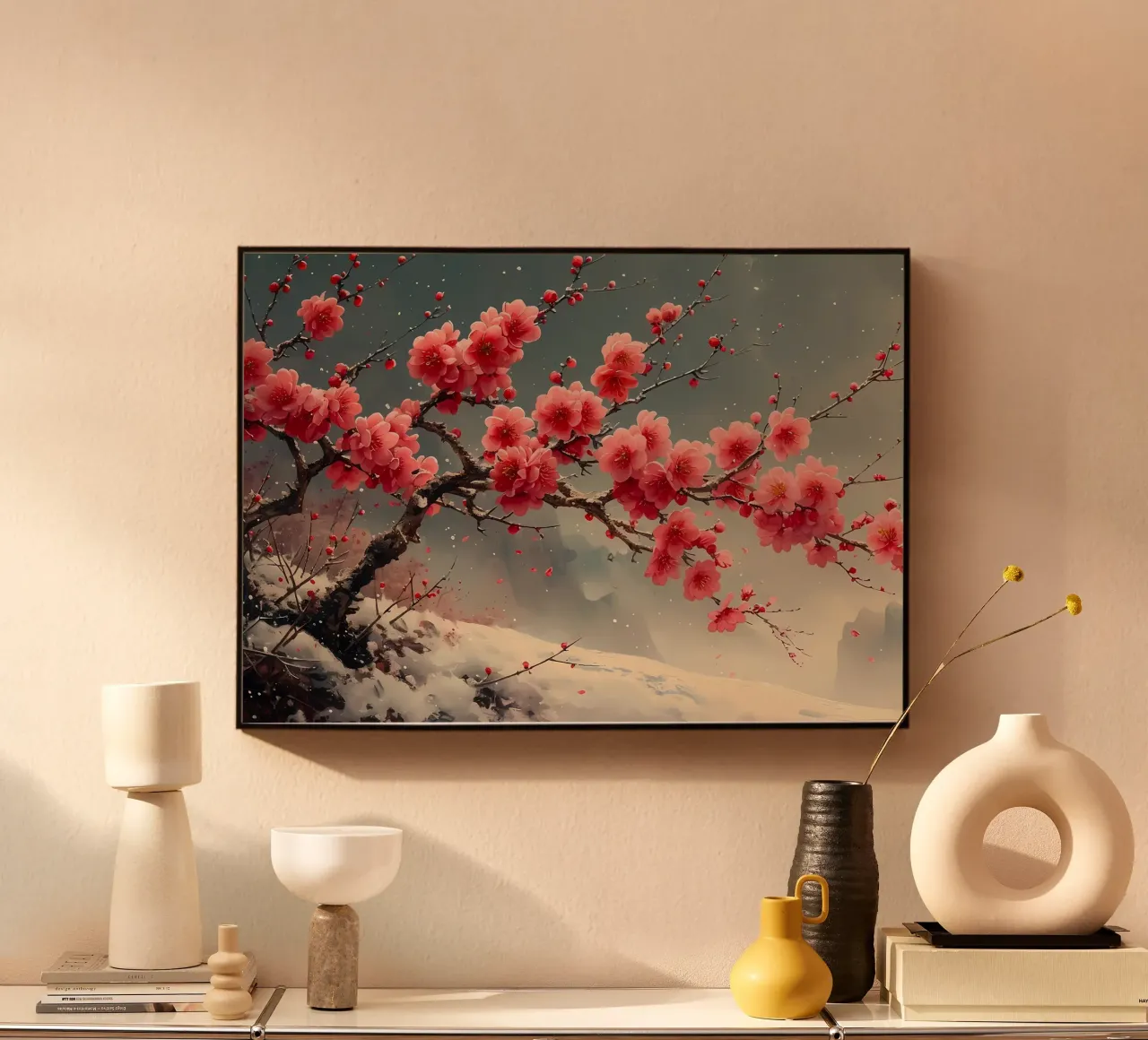 fiori di ciliegio rami di alberi di neve plexiglass da Janine P McGuire