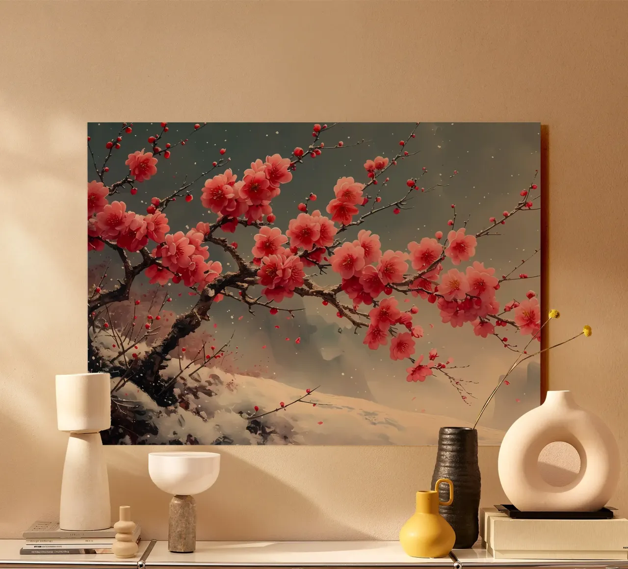 fiori di ciliegio rami di alberi di neve plexiglass da Janine P McGuire