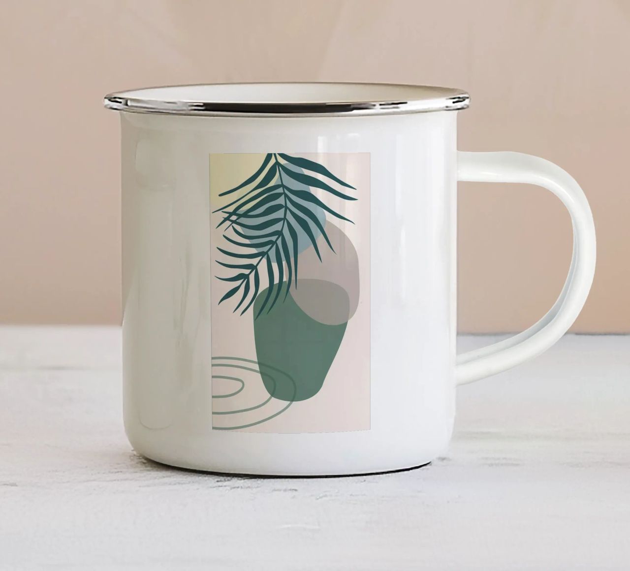 vaso di foglie forme geometriche forme sovrapposte tazza in smalto da Janine P McGuire