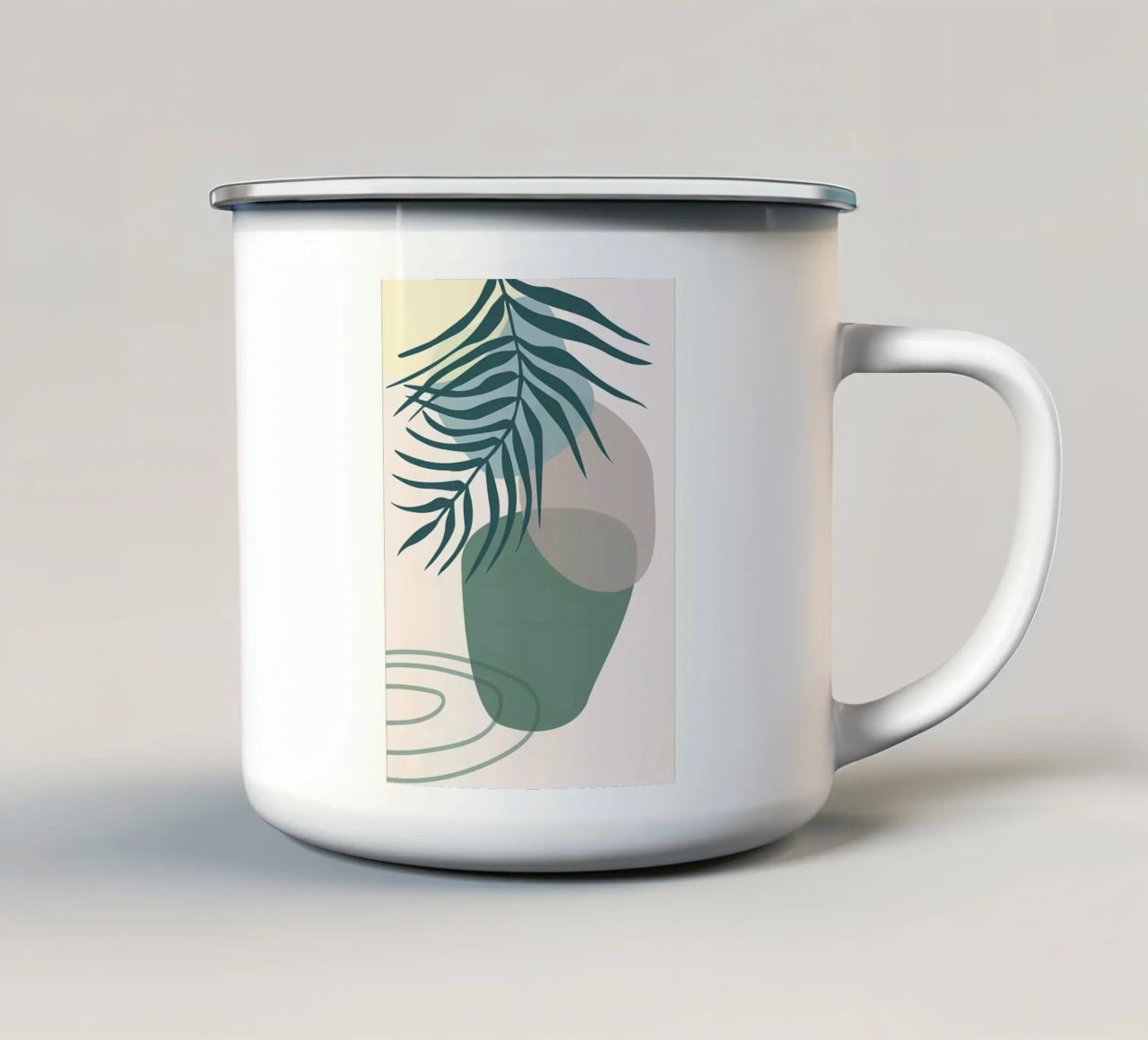 vaso di foglie forme geometriche forme sovrapposte tazza in smalto da Janine P McGuire