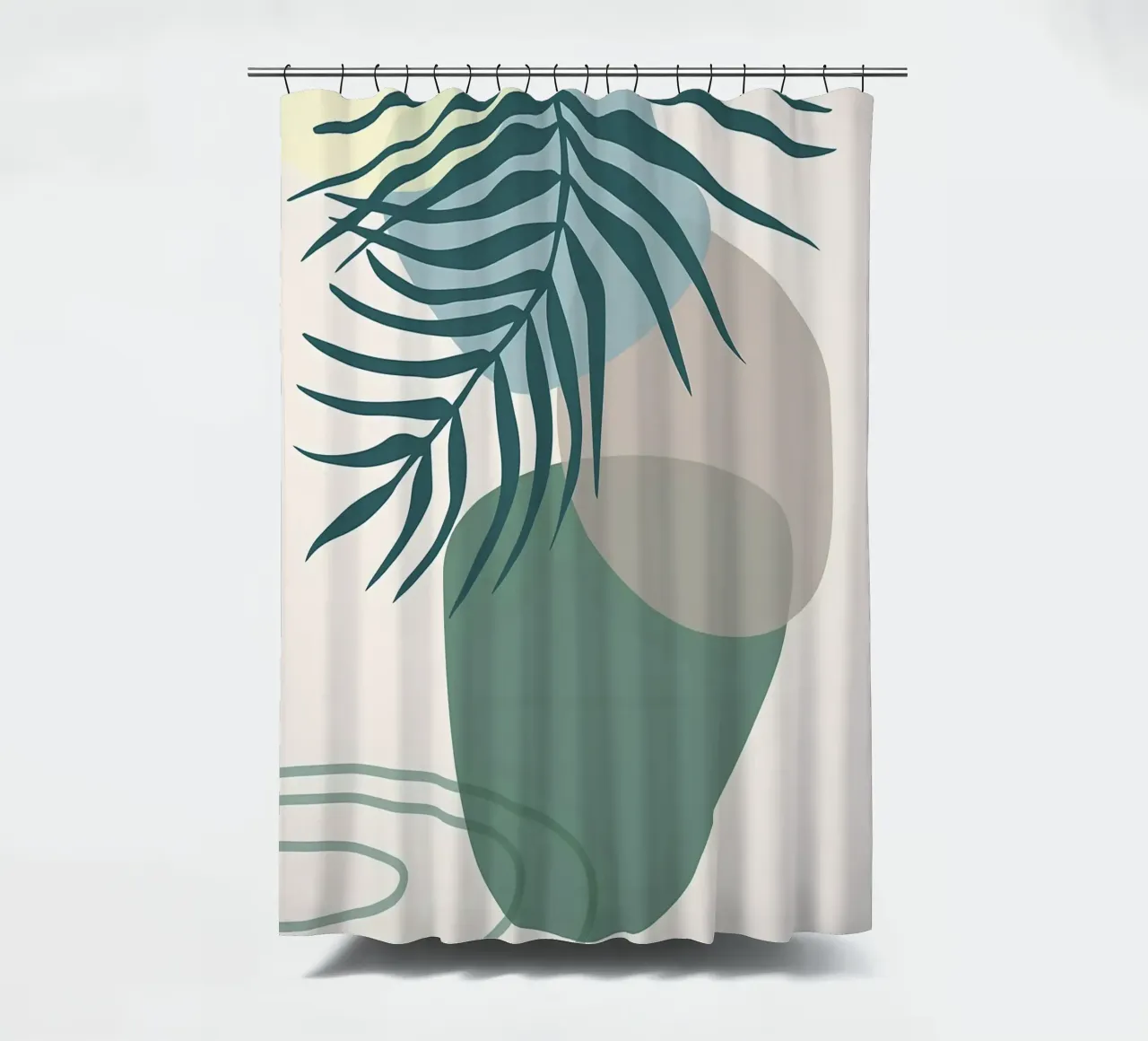 vaso di foglie forme geometriche forme sovrapposte tenda da doccia da Janine P McGuire