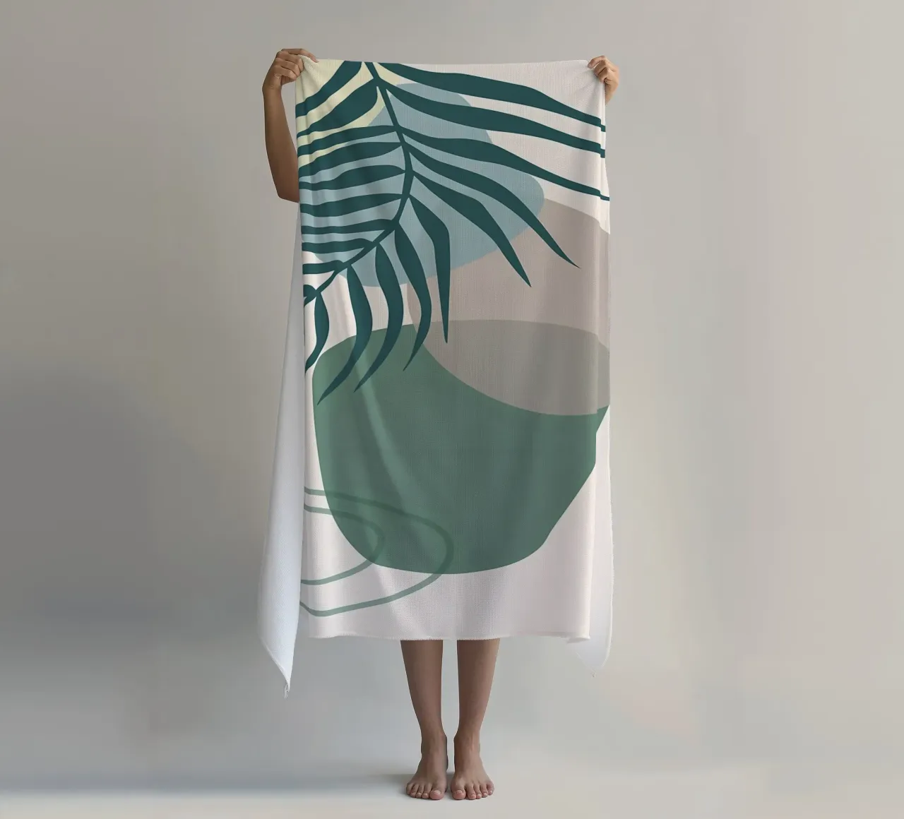 vaso di foglie forme geometriche forme sovrapposte telo mare da Janine P McGuire