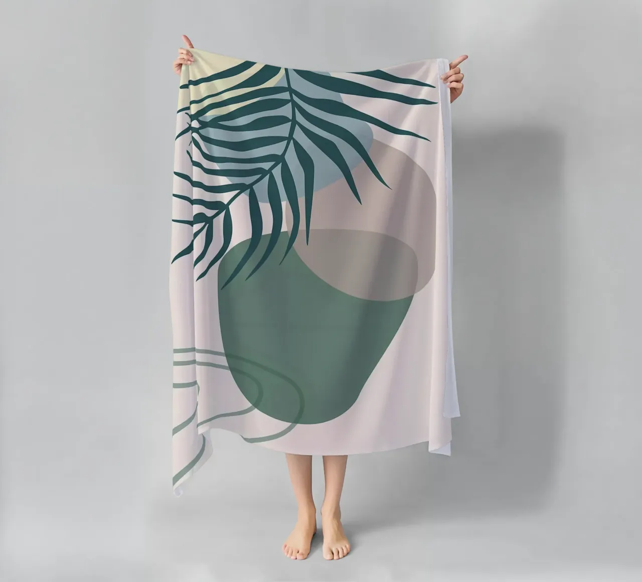 vaso di foglie forme geometriche forme sovrapposte telo mare da Janine P McGuire