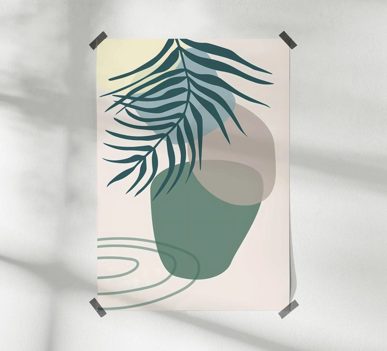 vaso di foglie forme geometriche forme sovrapposte carta hahnemühle da Janine P McGuire