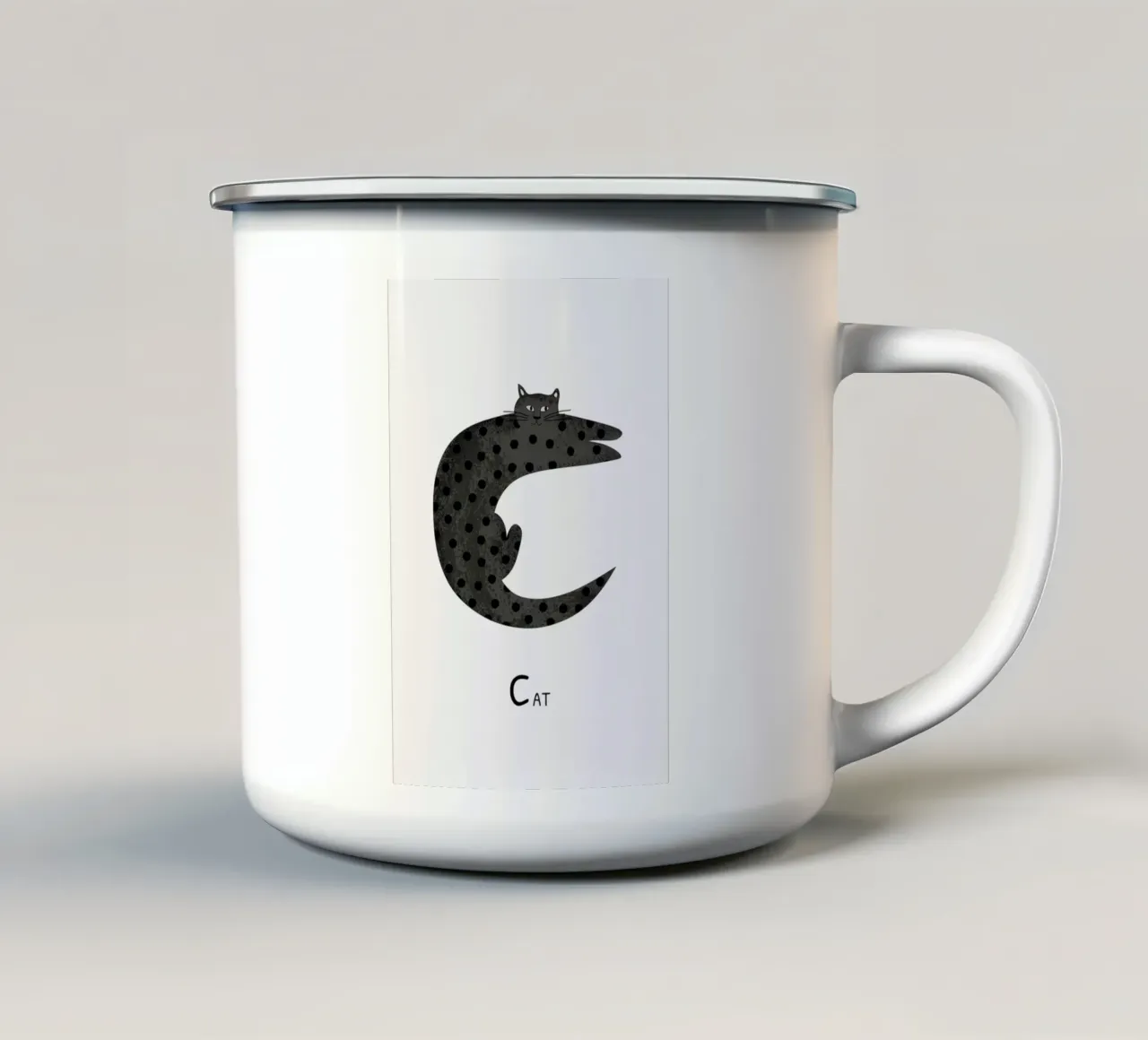 C for Cat tazza in smalto da Little Flourishes
