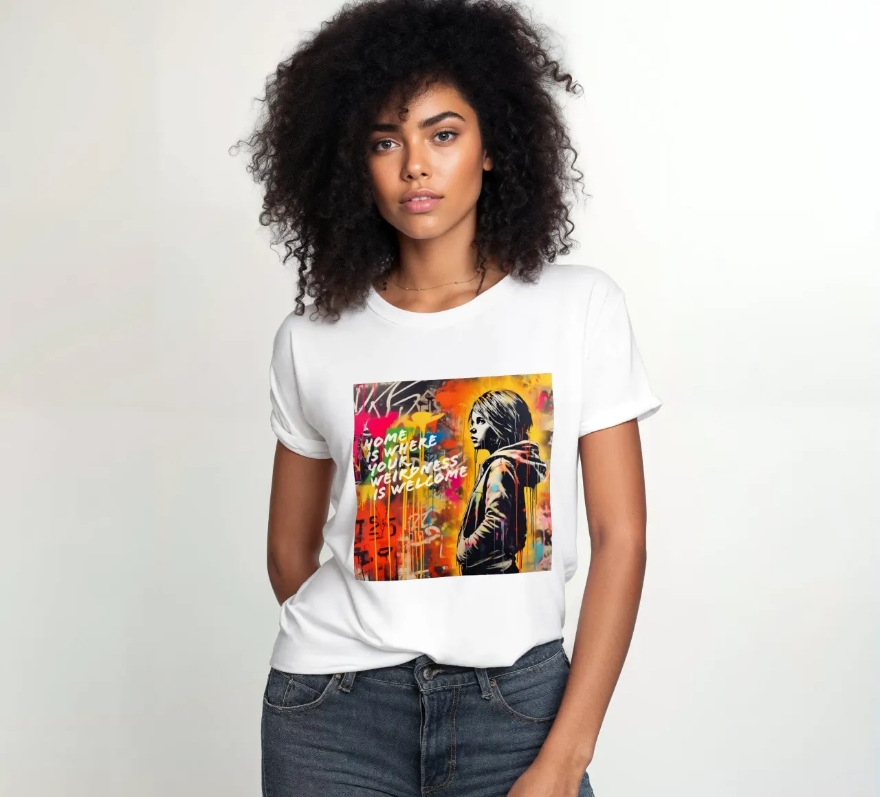 HOME IS WHERE YOUR WEIRDNESS IS WELCOME | Street Art women's fitted t-shirt by Autofocus