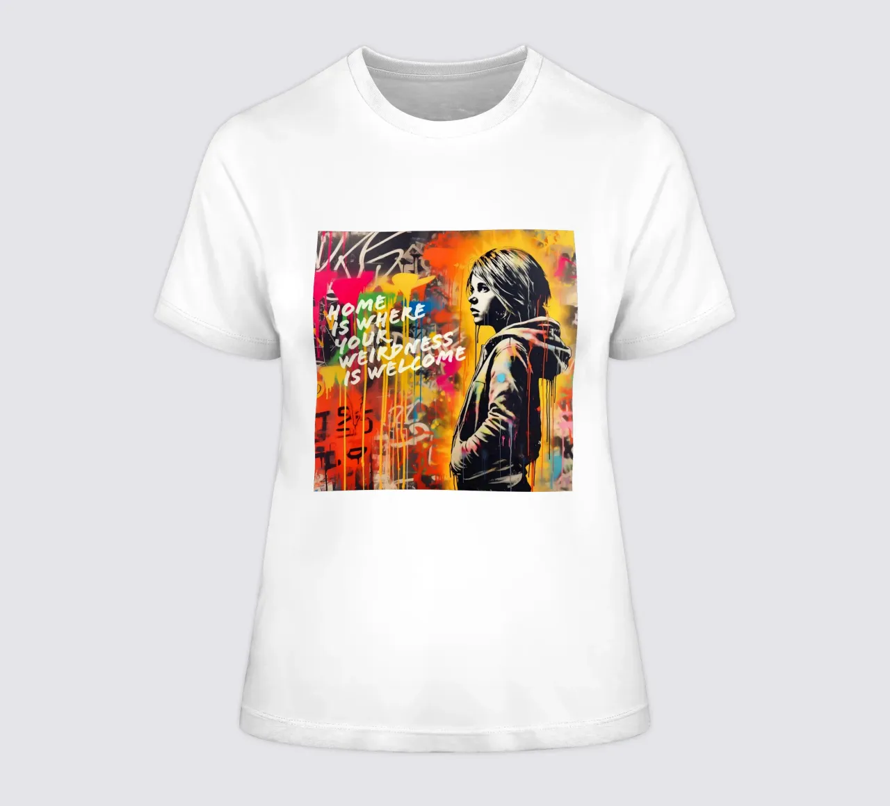 HOME IS WHERE YOUR WEIRDNESS IS WELCOME | Street Art women's fitted t-shirt by Autofocus