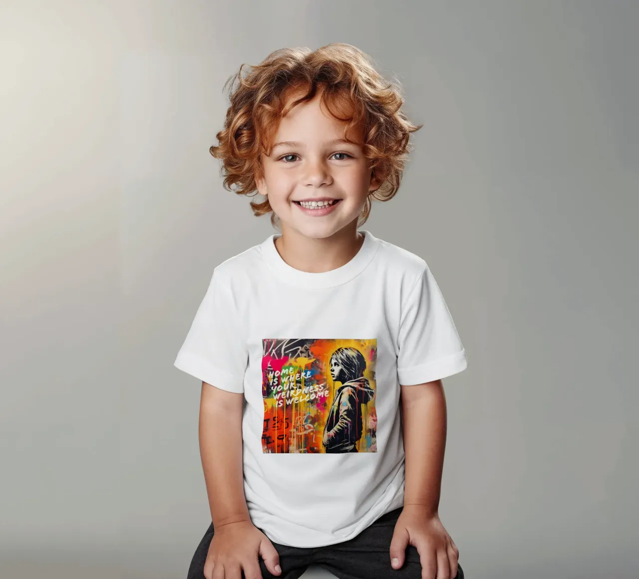 HOME IS WHERE YOUR WEIRDNESS IS WELCOME | Street Art kids t-shirt by Autofocus