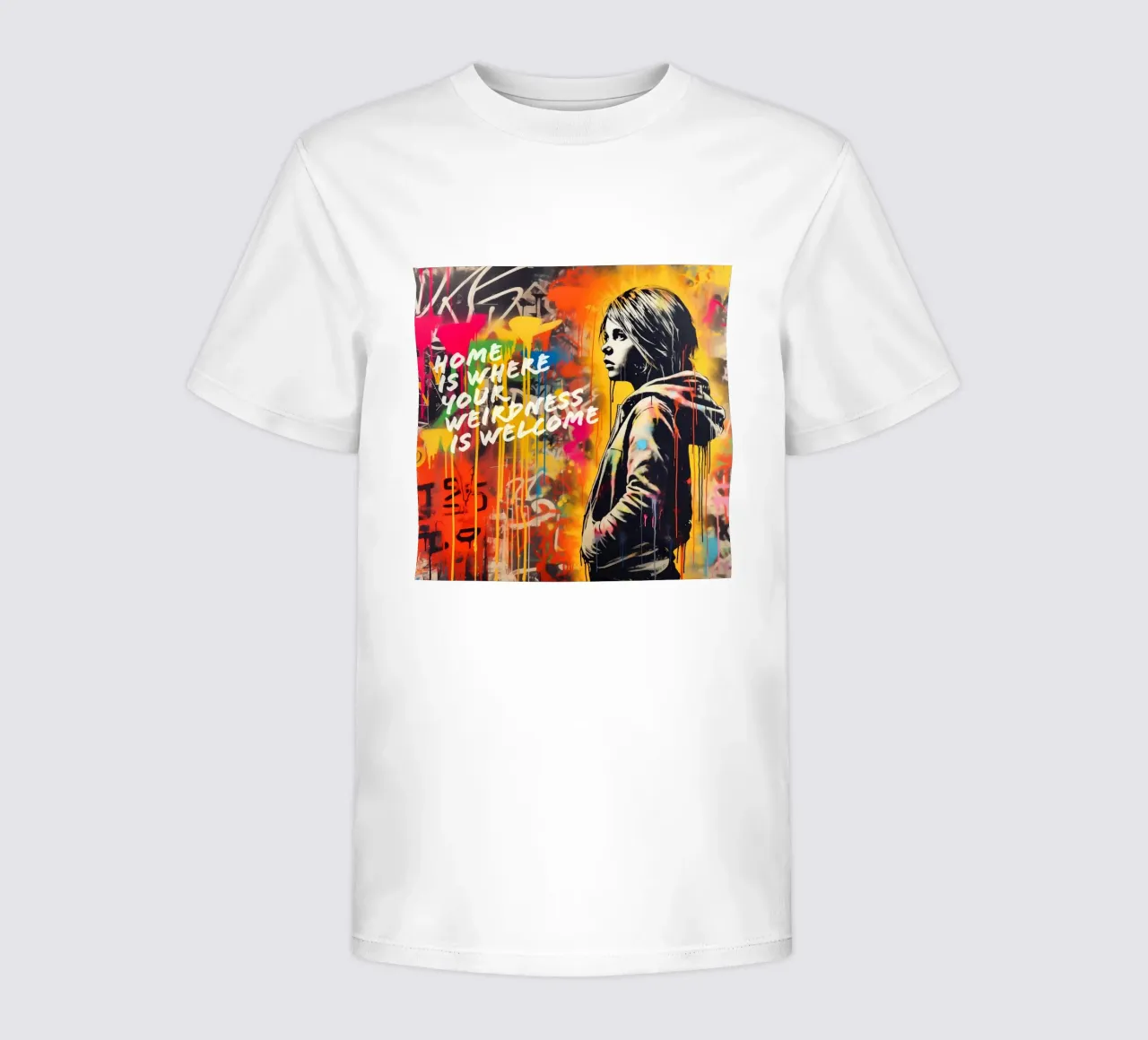 HOME IS WHERE YOUR WEIRDNESS IS WELCOME | Street Art kids t-shirt by Autofocus