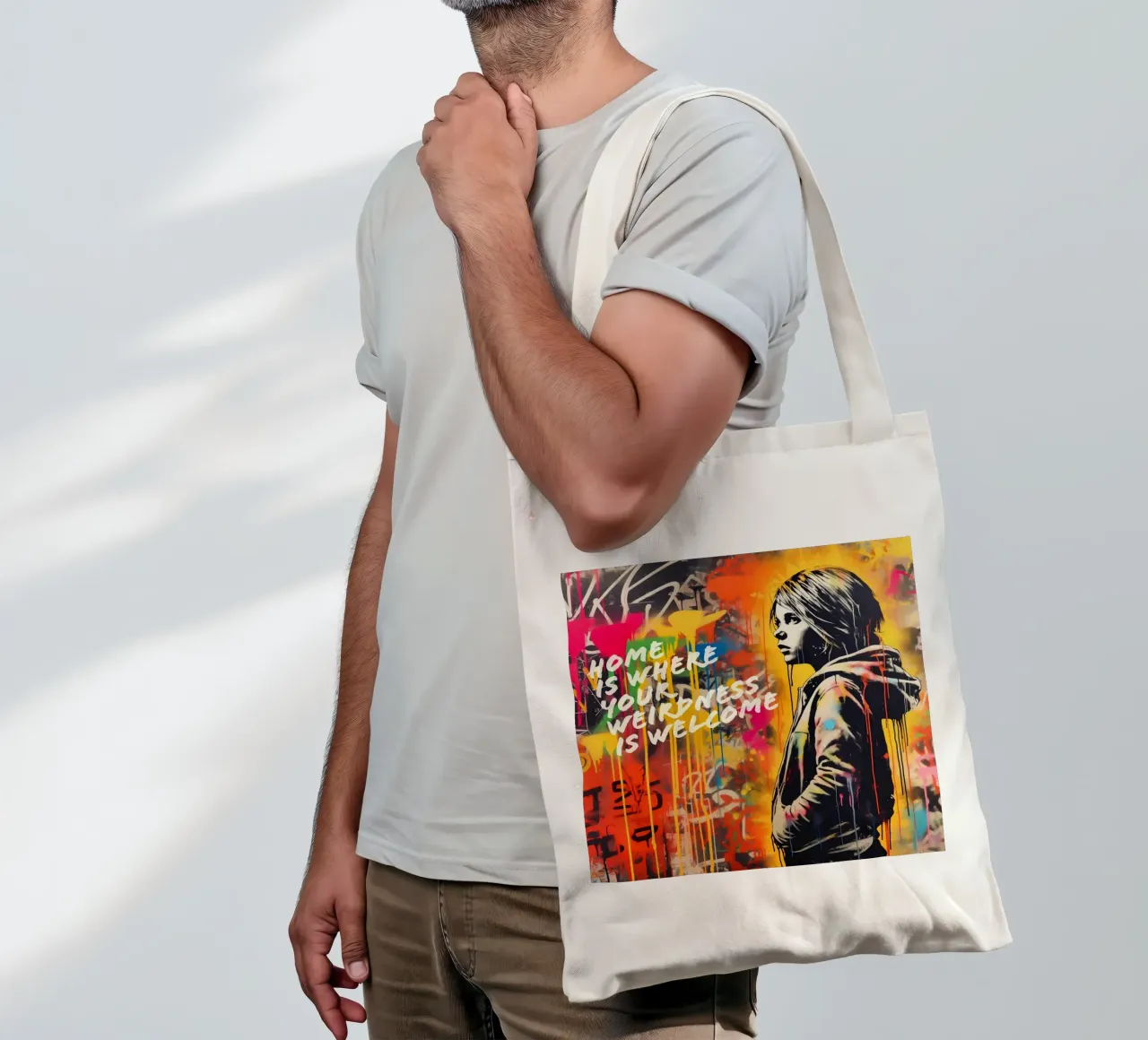 HOME IS WHERE YOUR WEIRDNESS IS WELCOME | Street Art tote bag de Autofocus