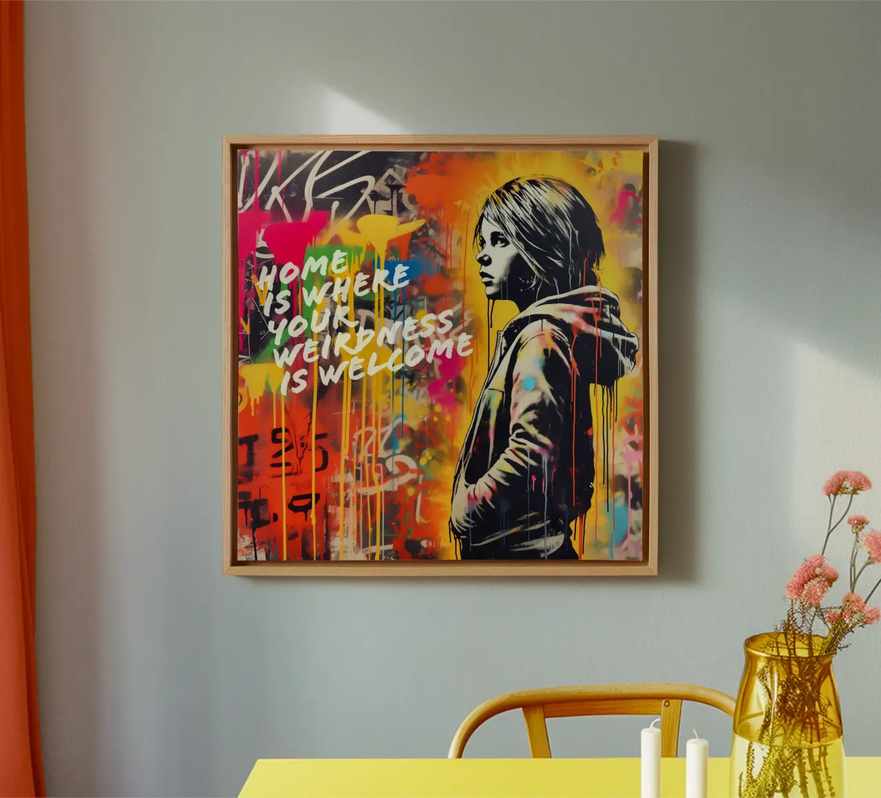 HOME IS WHERE YOUR WEIRDNESS IS WELCOME | Street Art canvas van Autofocus