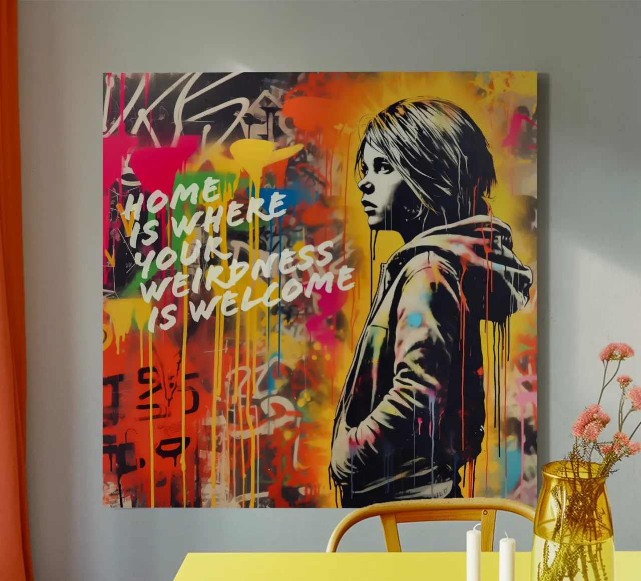 HOME IS WHERE YOUR WEIRDNESS IS WELCOME | Street Art canvas van Autofocus