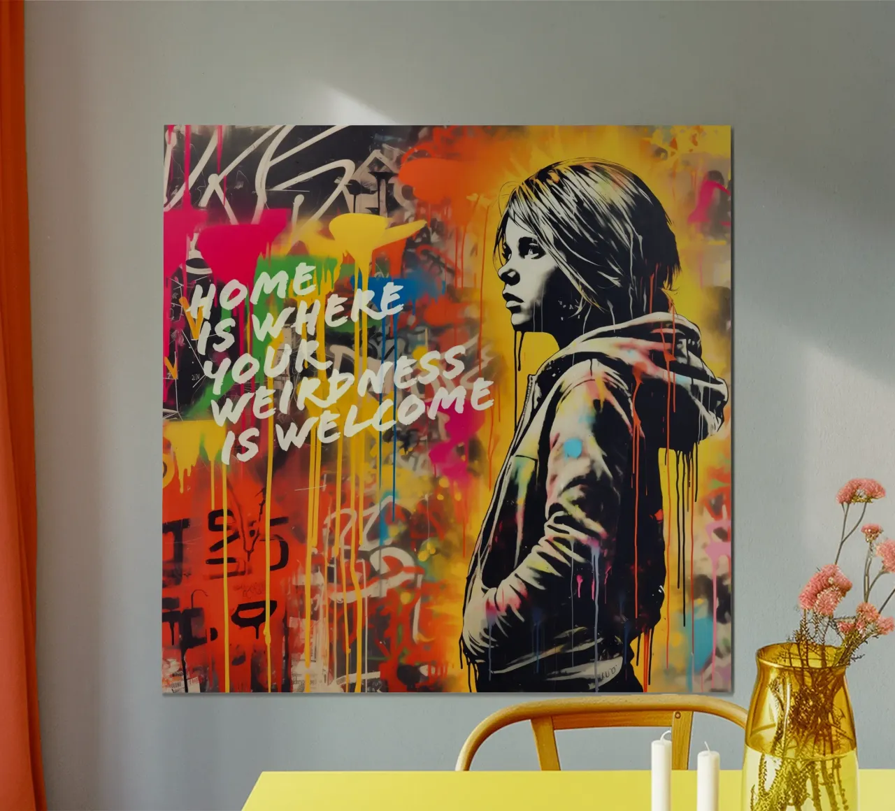 HOME IS WHERE YOUR WEIRDNESS IS WELCOME | Street Art hahnemühle van Autofocus