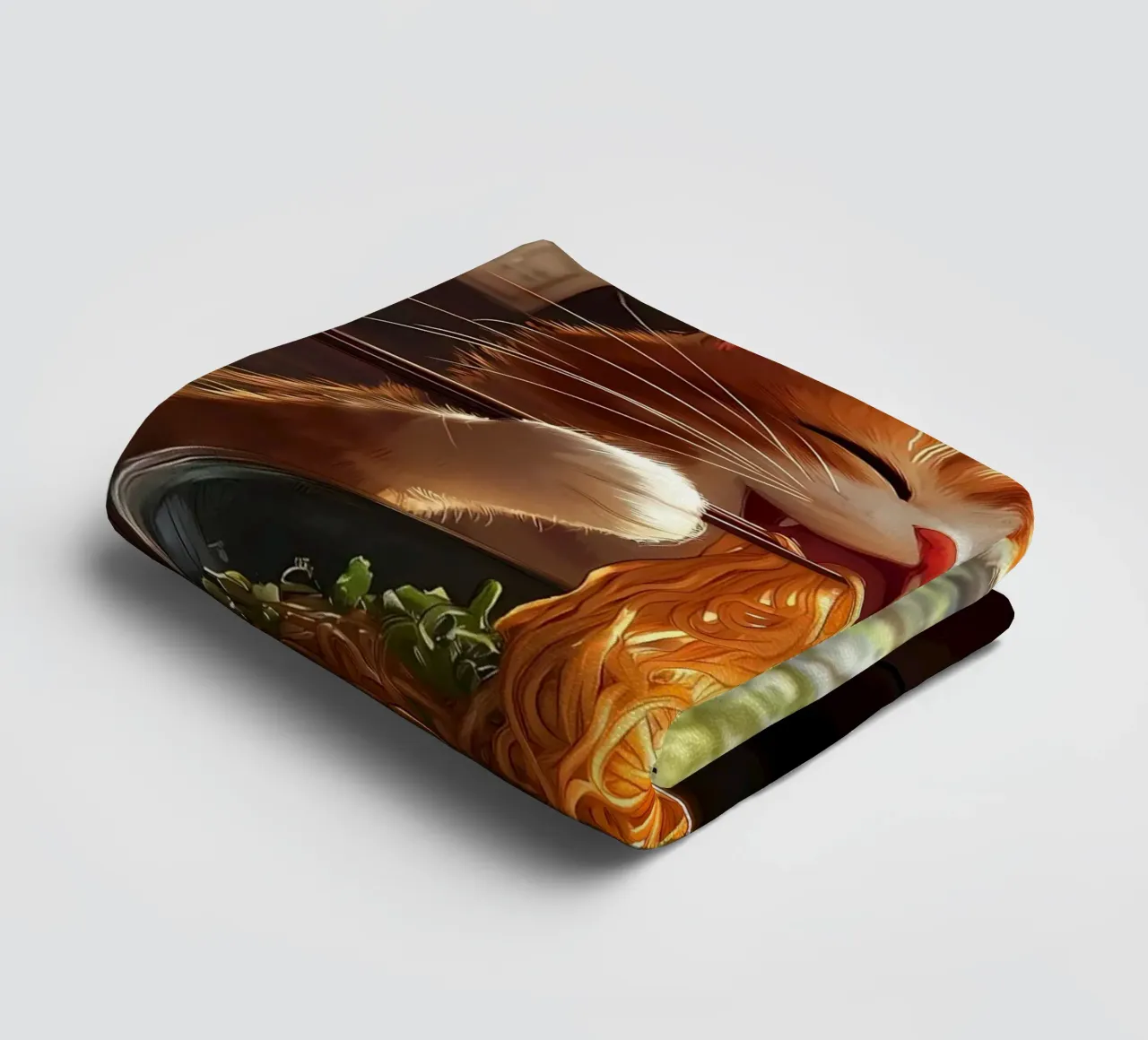 cat noodles ramen chopsticks towel by Paul Vasquez