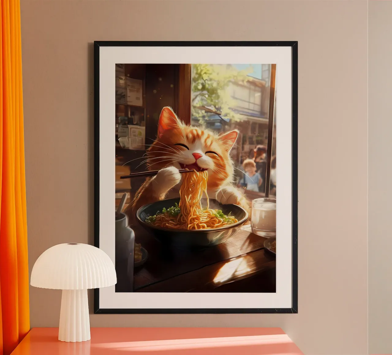 cat noodles ramen chopsticks hahnemühle by Paul Vasquez