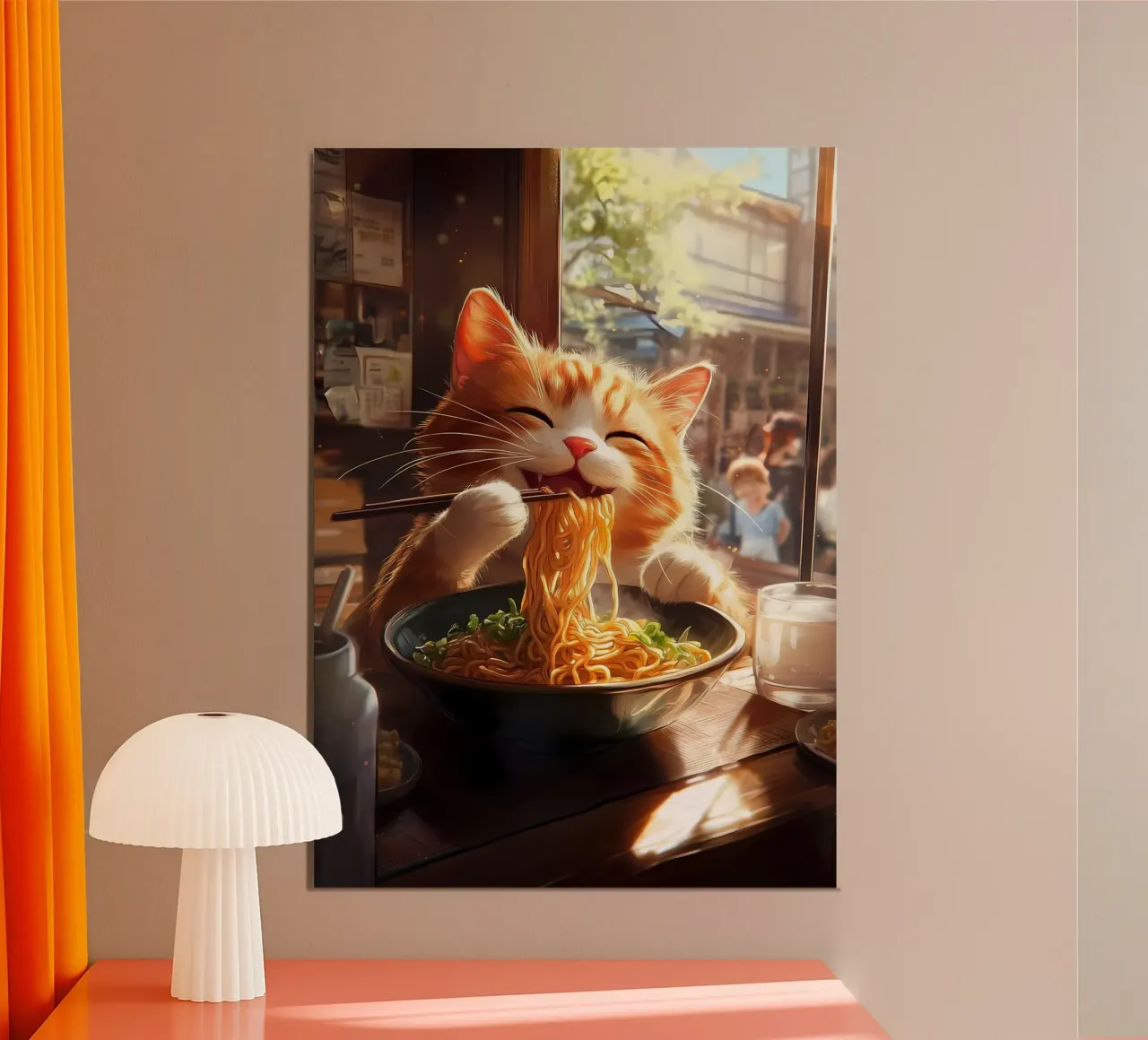 cat noodles ramen chopsticks hahnemühle by Paul Vasquez