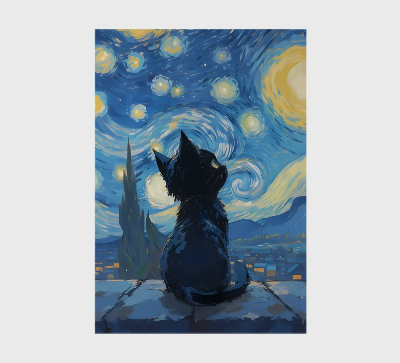 cat starry-sky night-sky stars notebook by Paul Vasquez