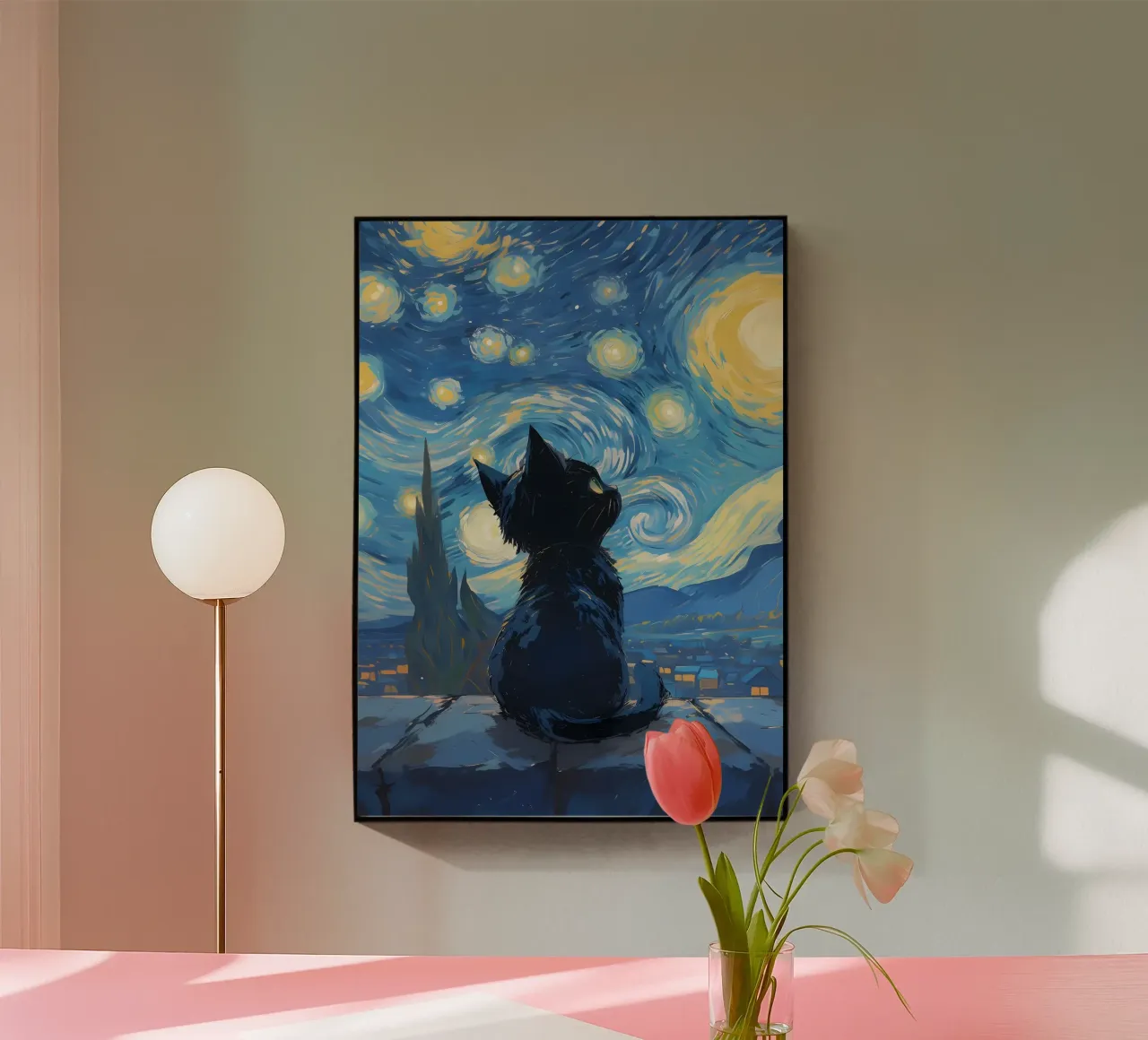 cat starry-sky night-sky stars acrylic glass by Paul Vasquez