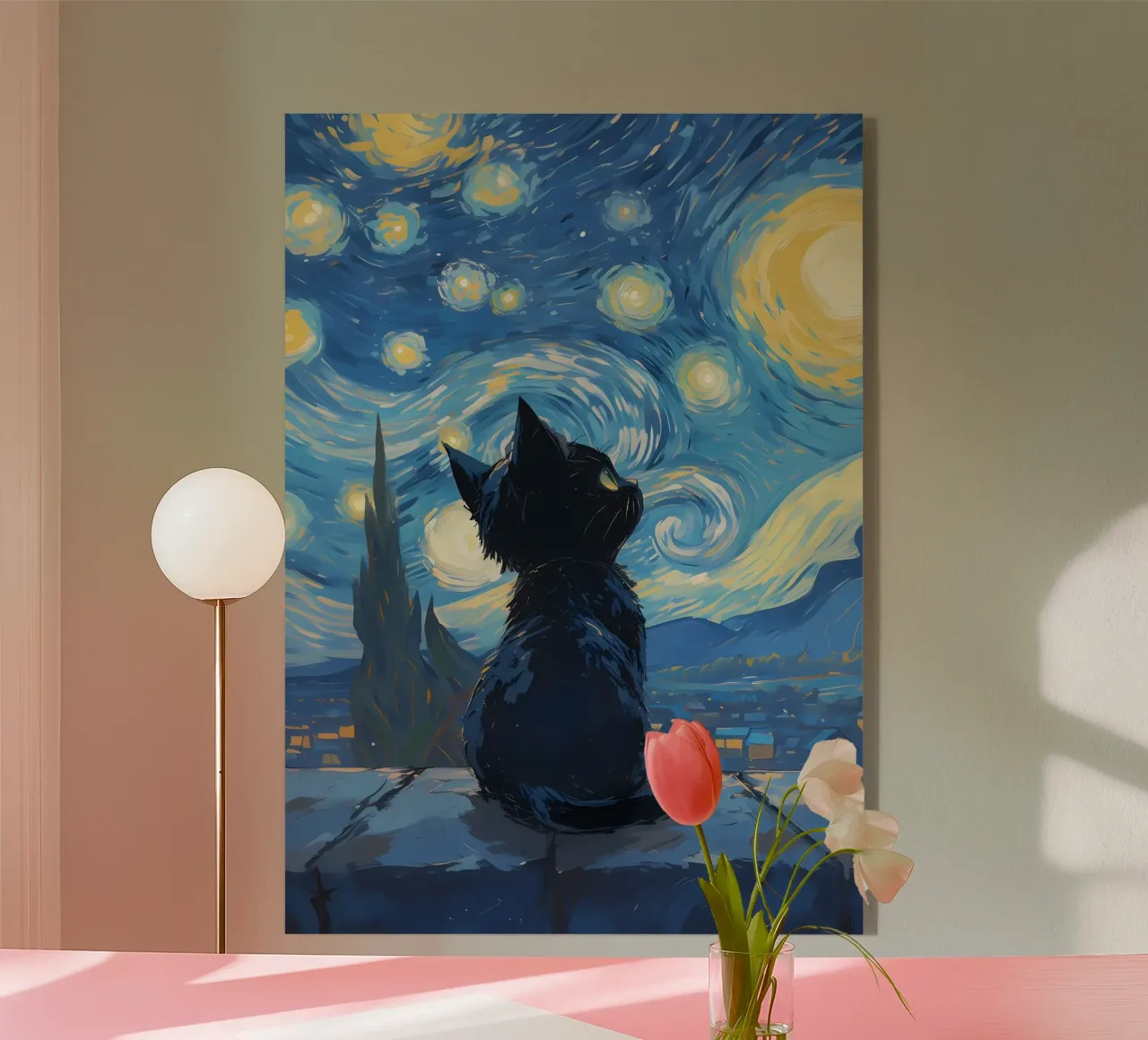 cat starry-sky night-sky stars acrylic glass by Paul Vasquez
