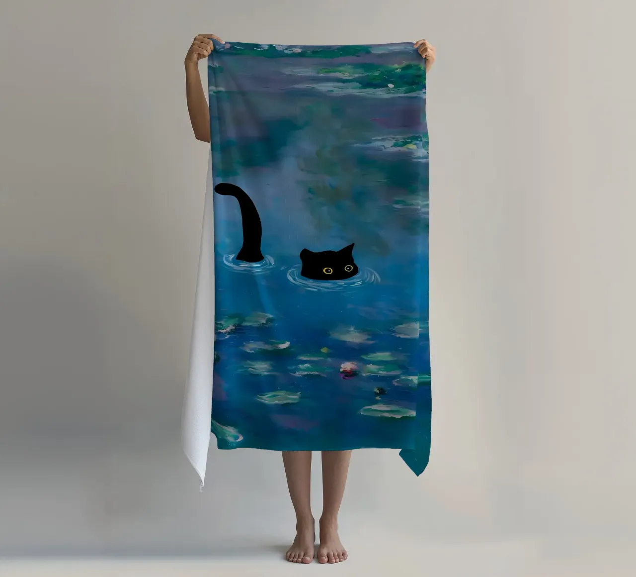 ck gatto acqua stagno ninfee telo mare da Paul Vasquez