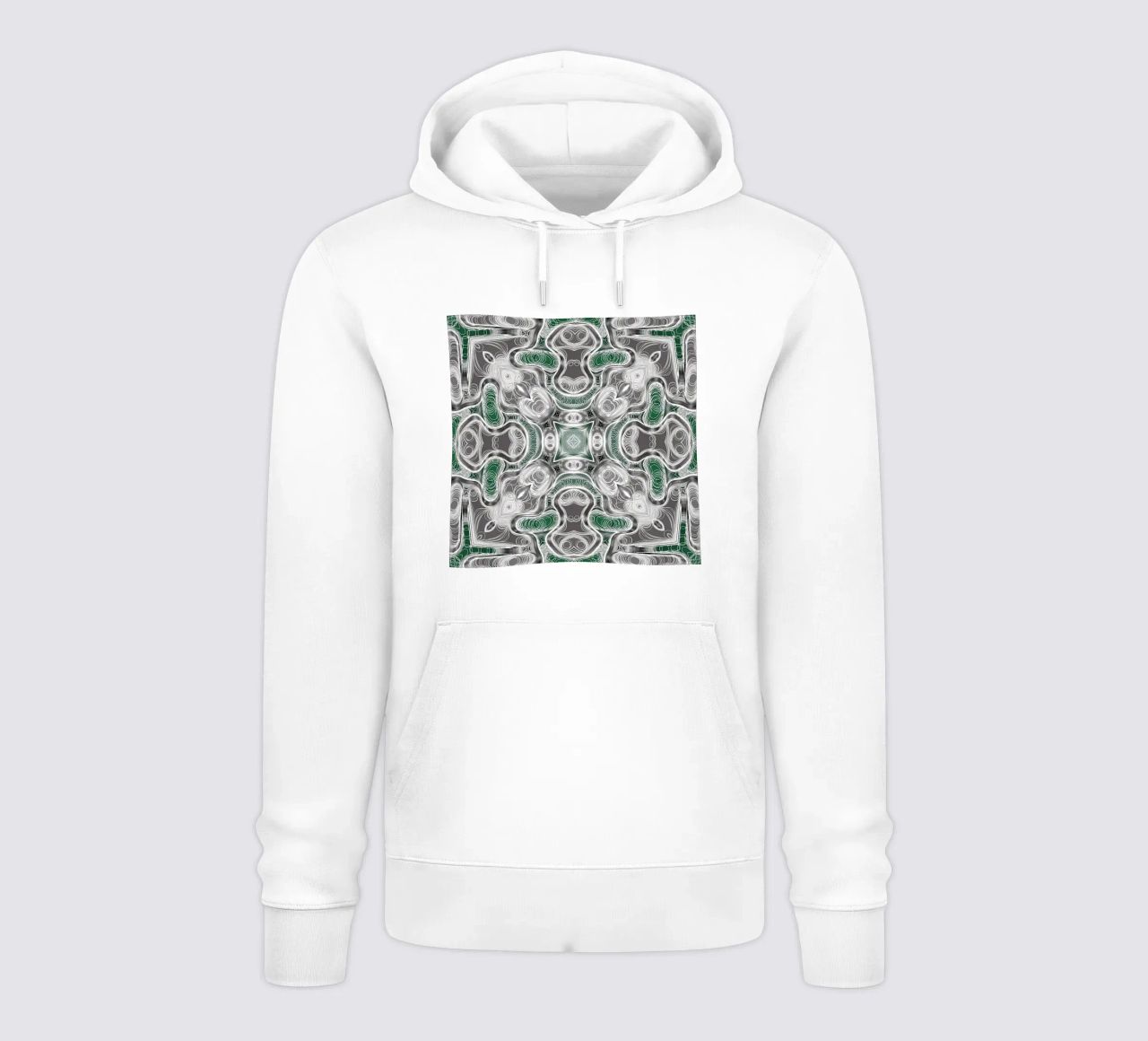 Caleidoscopio in grigio/verde con linee e forme complesse felpa con cappuccio da Gürsel Yesil Digital Art