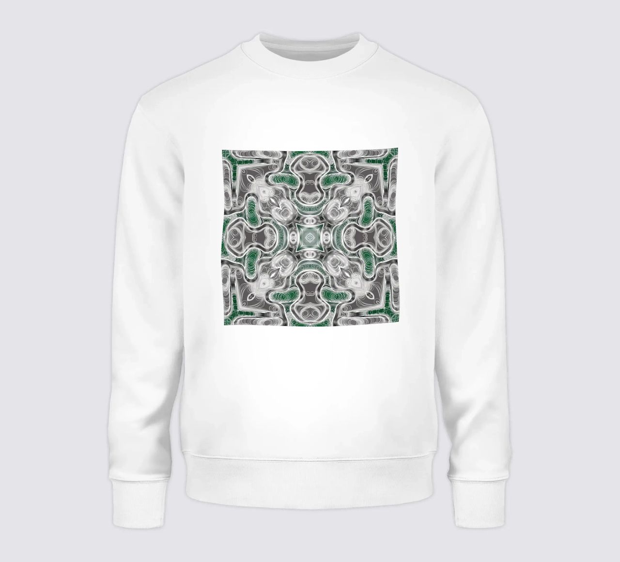 Caleidoscopio in grigio/verde con linee e forme complesse felpa da Gürsel Yesil Digital Art