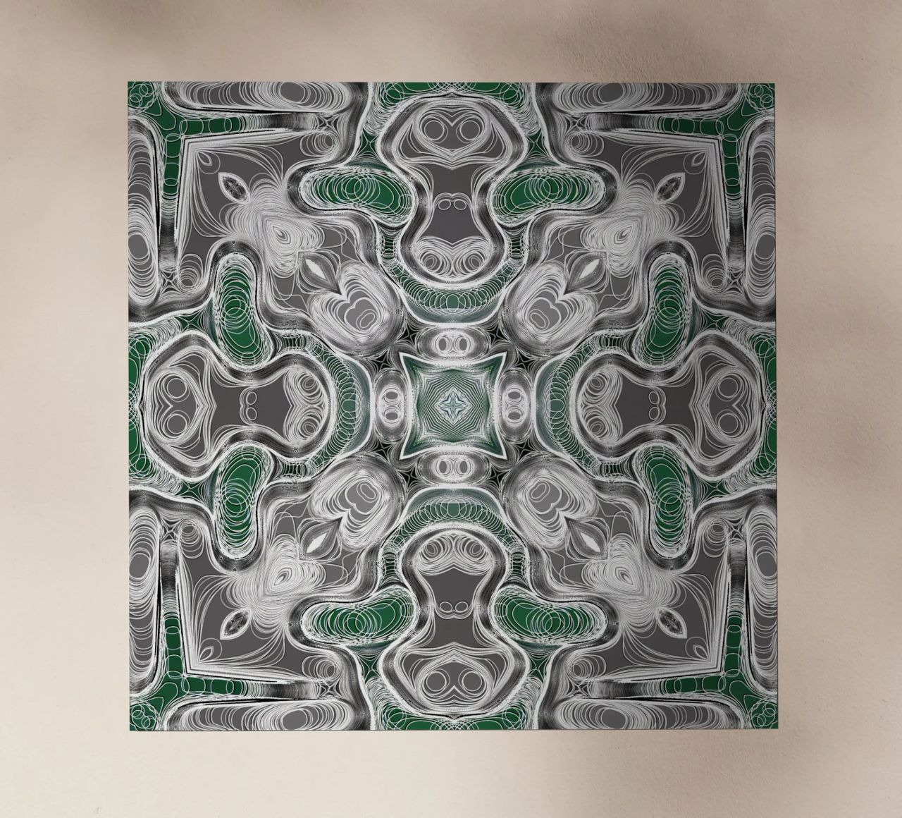 Caleidoscopio in grigio/verde con linee e forme complesse pellicola backlit da Gürsel Yesil Digital Art