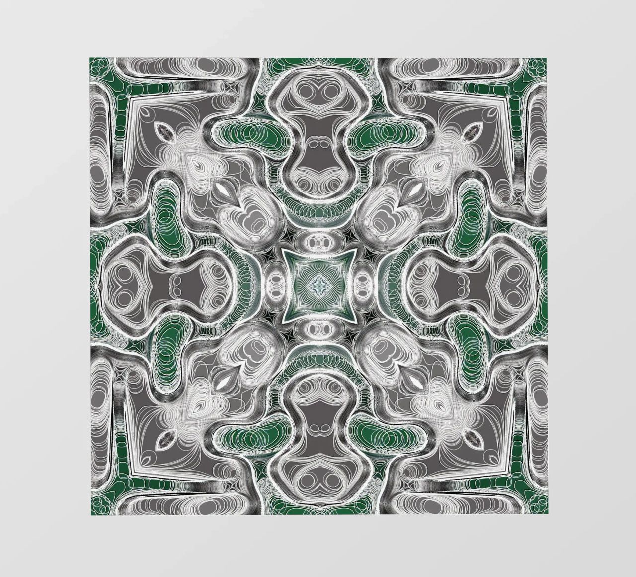 Caleidoscopio in grigio/verde con linee e forme complesse pellicola backlit da Gürsel Yesil Digital Art