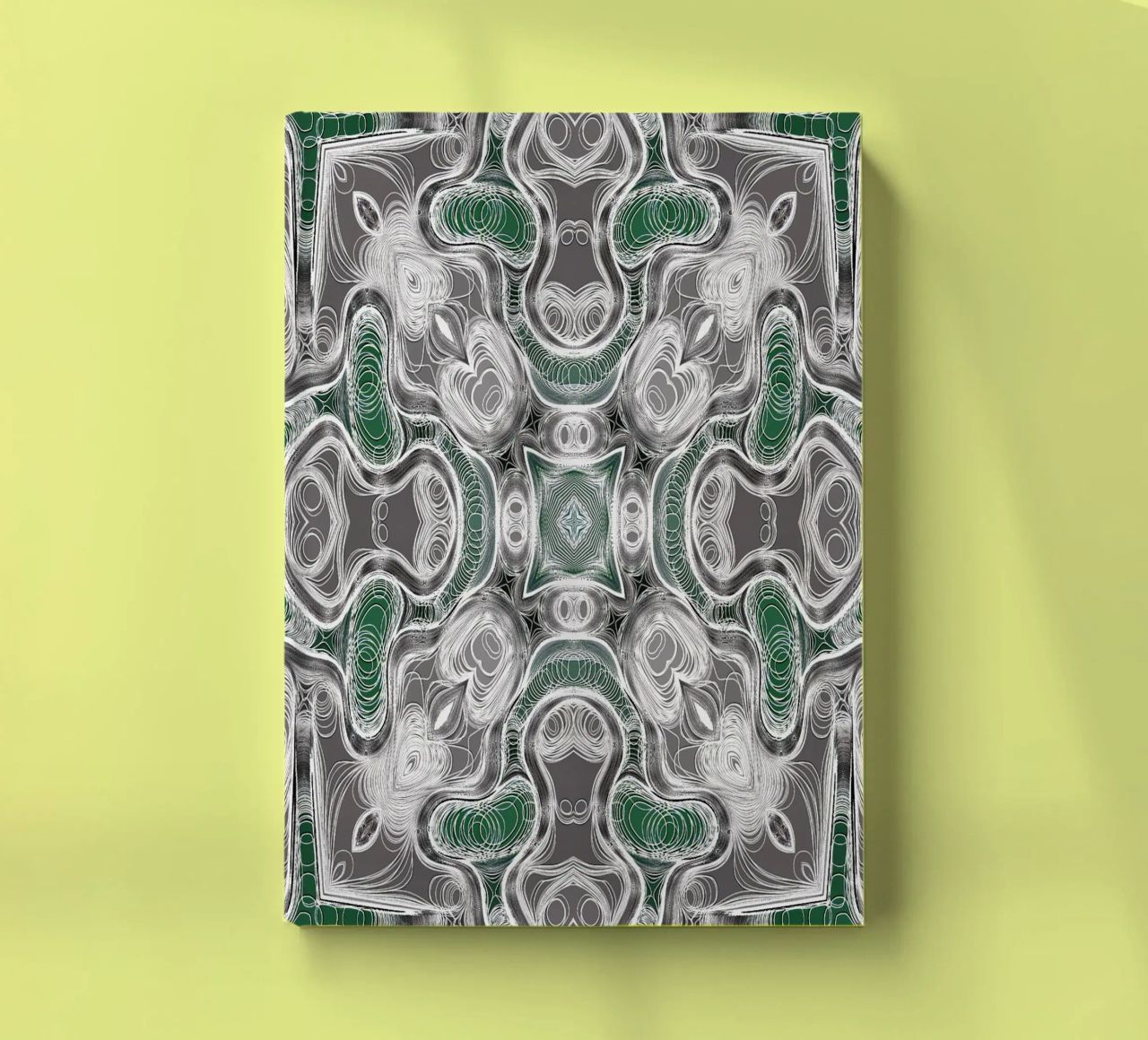 Caleidoscopio in grigio/verde con linee e forme complesse diario da Gürsel Yesil Digital Art