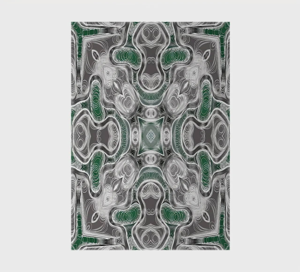 Kaléidoscope gris/vert avec des lignes et des formes complexes carnet de notes de Gürsel Yesil Digital Art