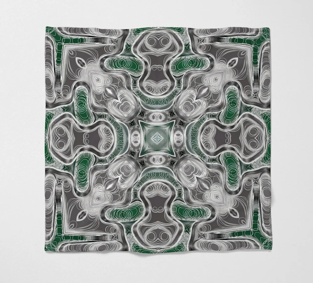 Kaleidoskop in grau/grün mit komplexen Linien und Formen Fleecedecke von Gürsel Yesil Digital Art