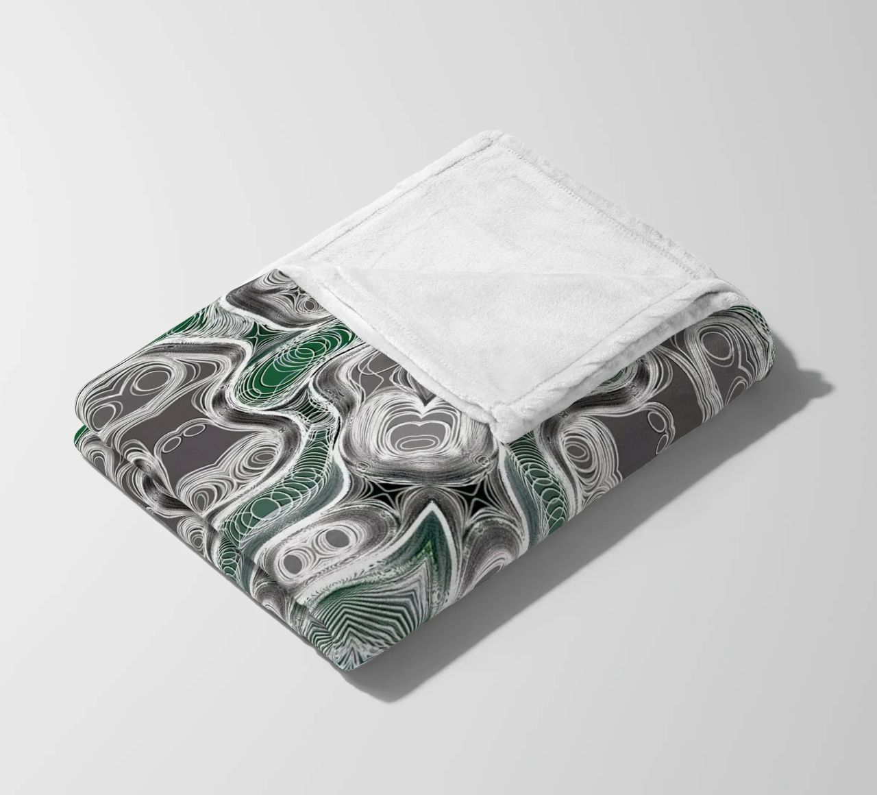 Caleidoscopio in grigio/verde con linee e forme complesse coperta in pile da Gürsel Yesil Digital Art