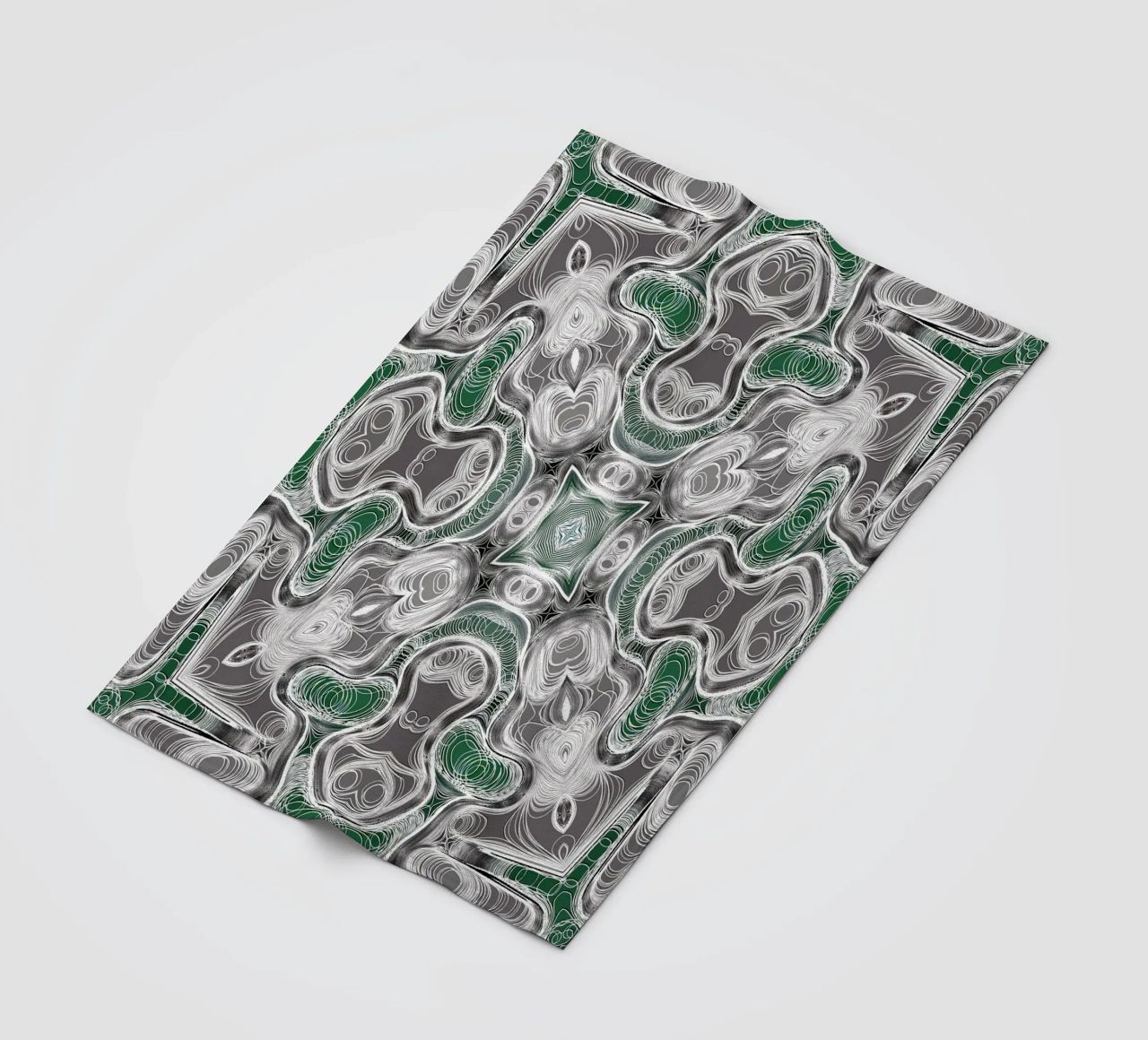 Caleidoscopio in grigio/verde con linee e forme complesse coperta in pile da Gürsel Yesil Digital Art
