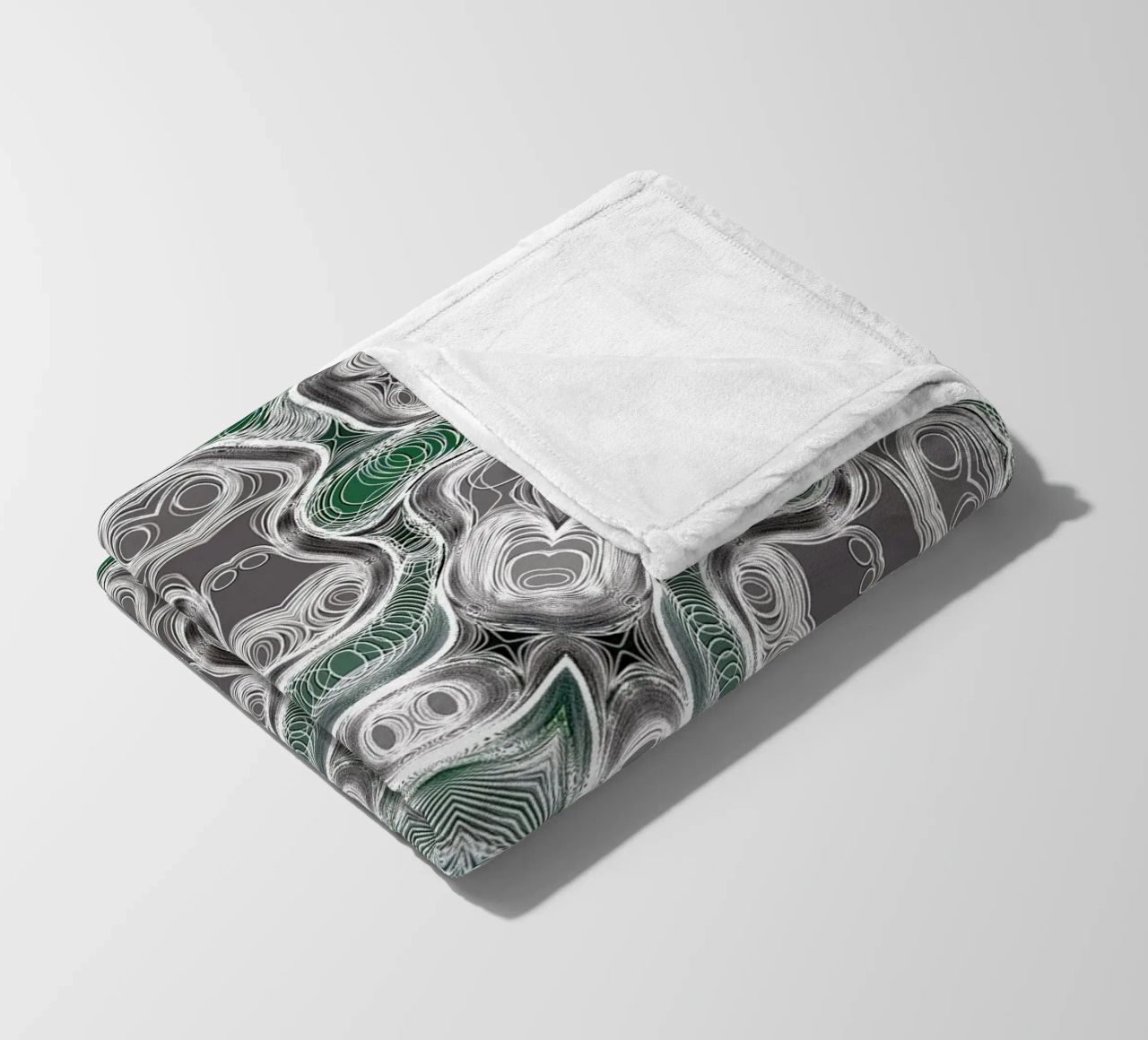 Caleidoscopio in grigio/verde con linee e forme complesse coperta in pile da Gürsel Yesil Digital Art