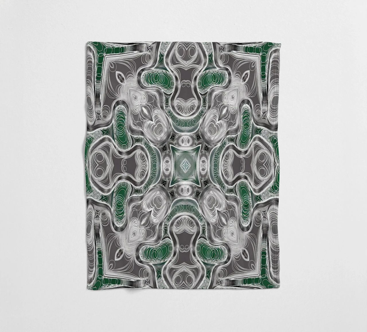 Caleidoscopio in grigio/verde con linee e forme complesse coperta in pile da Gürsel Yesil Digital Art