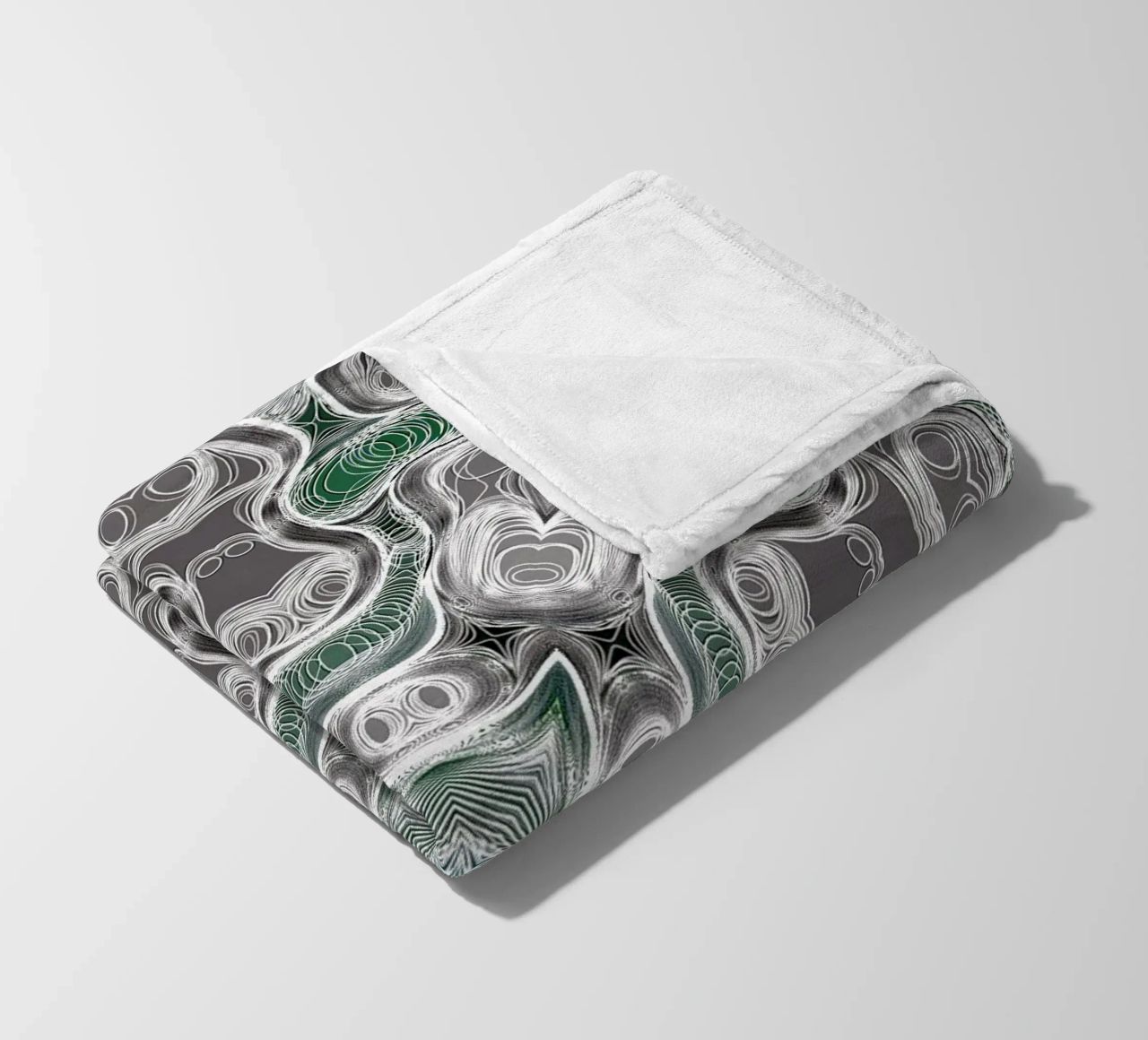 Caleidoscopio in grigio/verde con linee e forme complesse coperta in pile da Gürsel Yesil Digital Art