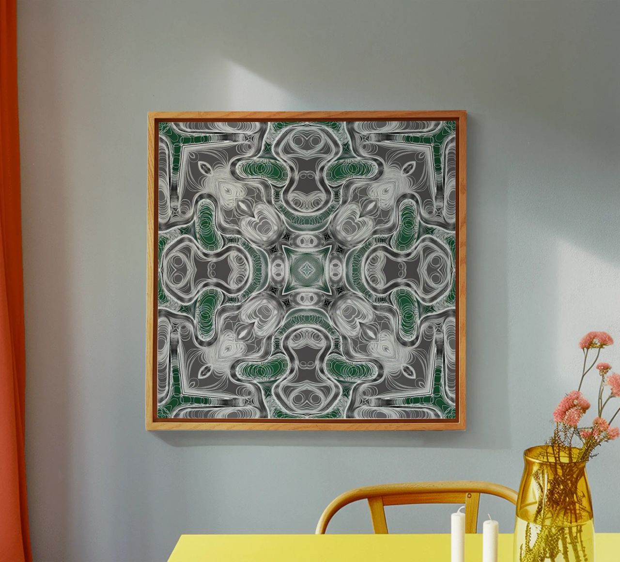 Caleidoscopio in grigio/verde con linee e forme complesse plexiglass da Gürsel Yesil Digital Art