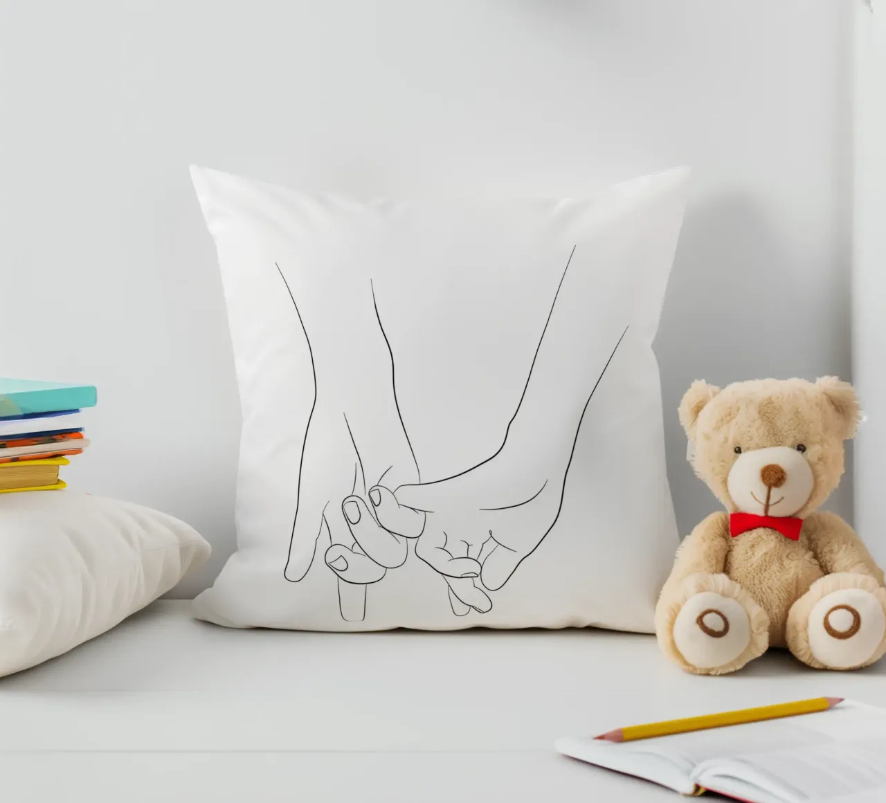 Line art di Pinky promise hands cuscino da NouveauPrints