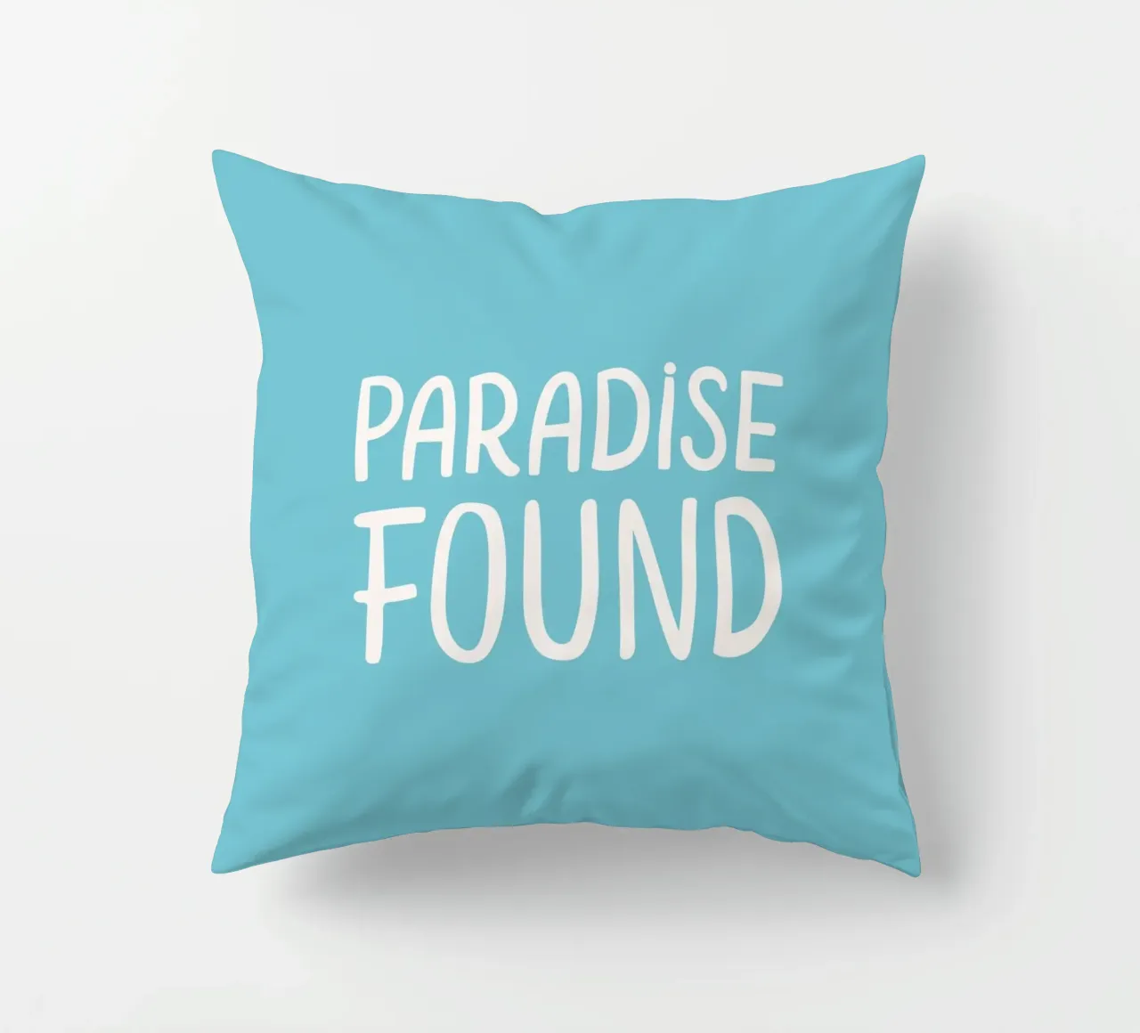 Paradise Found | Mindfulness Typography Paradise decorative cushion by Kathrin Woo Design