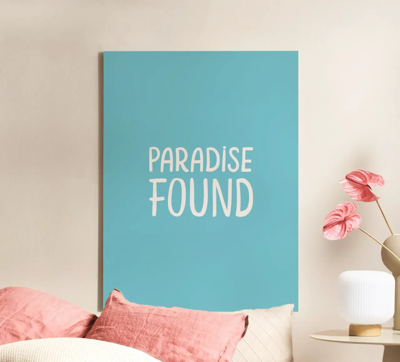 Paradijs gevonden | Mindfulness Typografie Paradijs canvas met Baklijst van Kathrin Woo Design