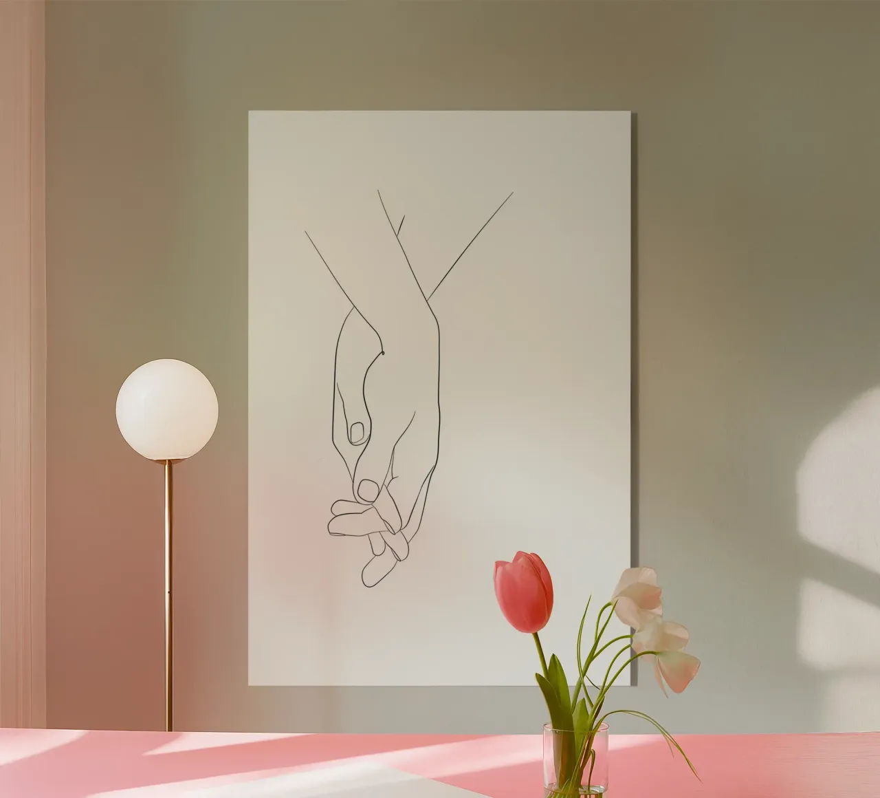 Line art per tenersi per mano plexiglass da NouveauPrints