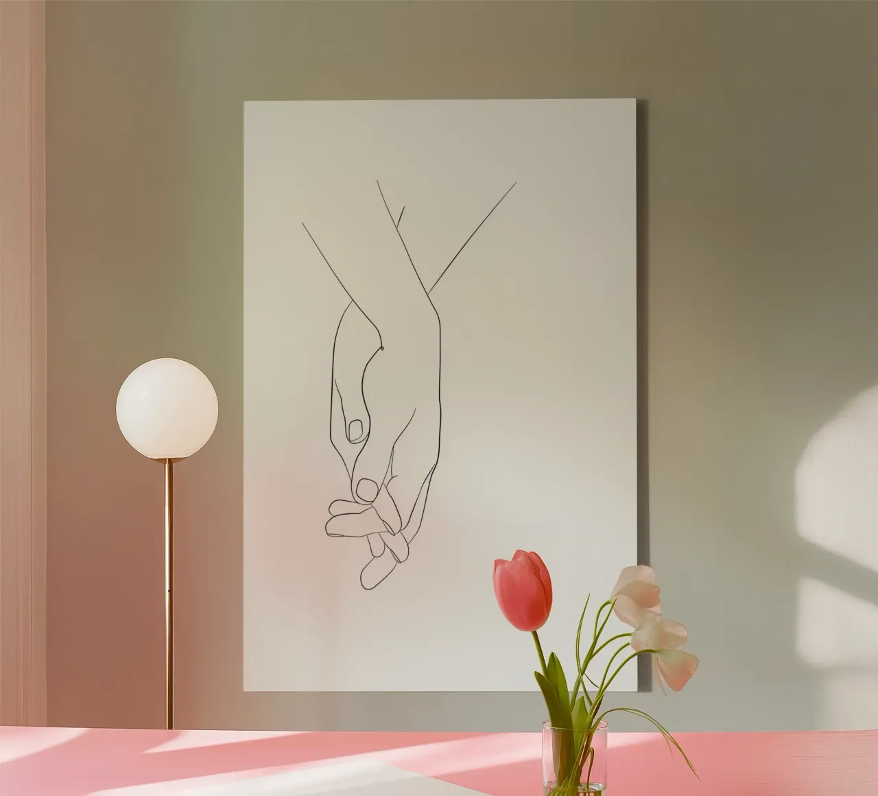 Line art per tenersi per mano tela da NouveauPrints