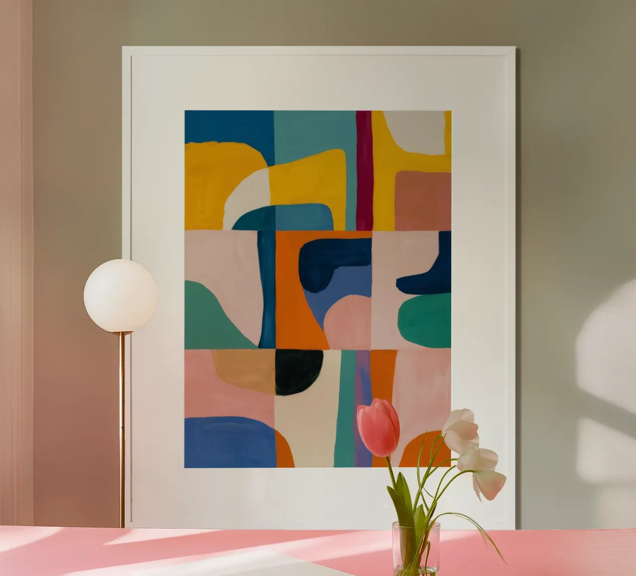 Armonia geometrica dei colori poster con telaio in alluminio da Lunar Templar