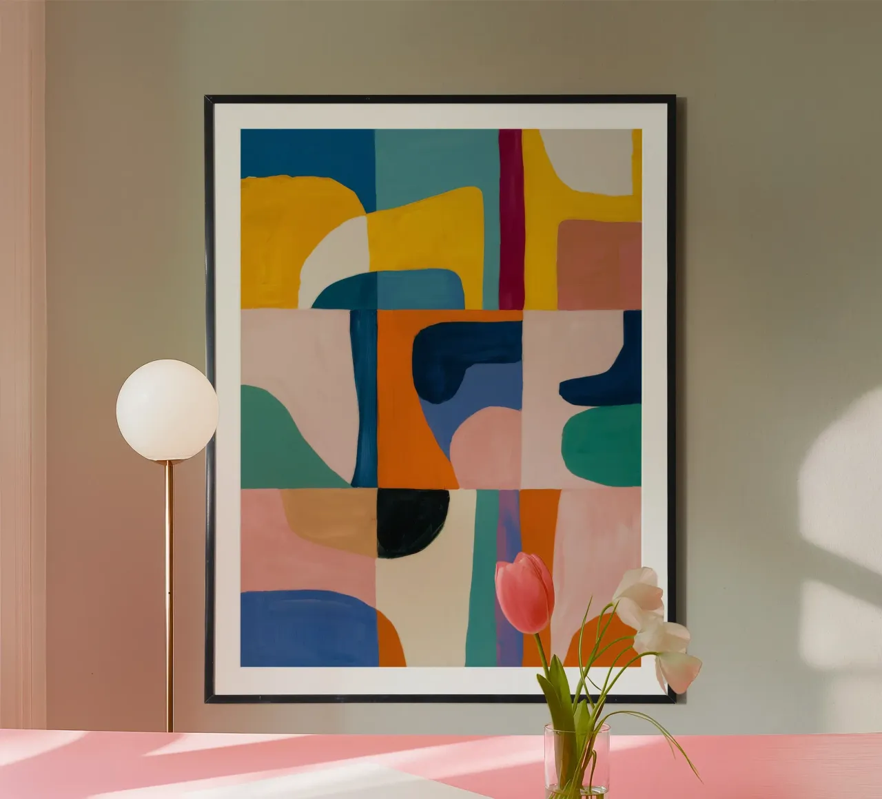 Armonia geometrica dei colori poster con telaio in alluminio da Lunar Templar