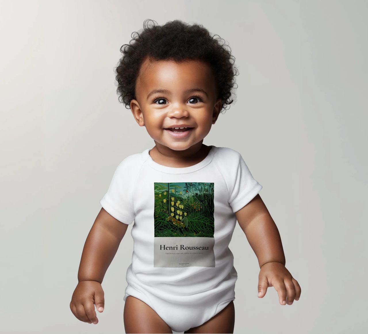 Rousseau - Fight Between a Tiger and a Buffalo short-sleeve baby romper by ARTOTHEK