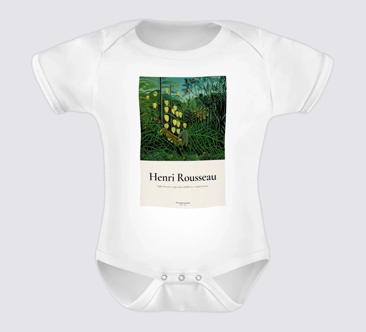 Rousseau - Fight Between a Tiger and a Buffalo short-sleeve baby romper by ARTOTHEK