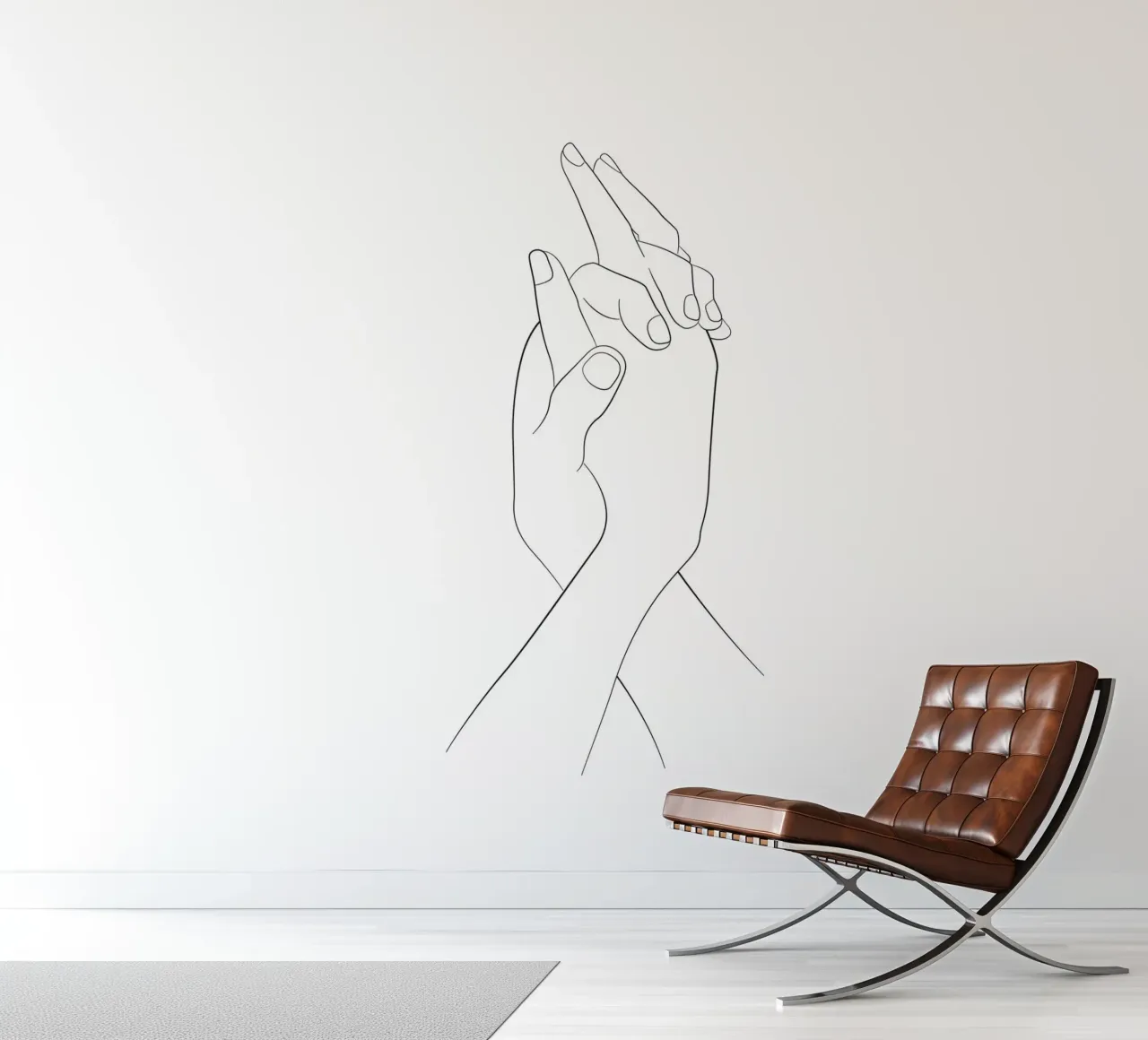 Dessin au trait : se tenir la main papier peint photo de NouveauPrints